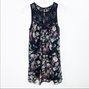 Bailey Blue black floral sleeveless lace top dress Size Small